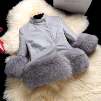 

Benemaker Children's Faux Fox Fur Jacket For Girl PU Leather Windbreaker Baby Winter Windproof Coat 12T 14T Teenager Women NA109