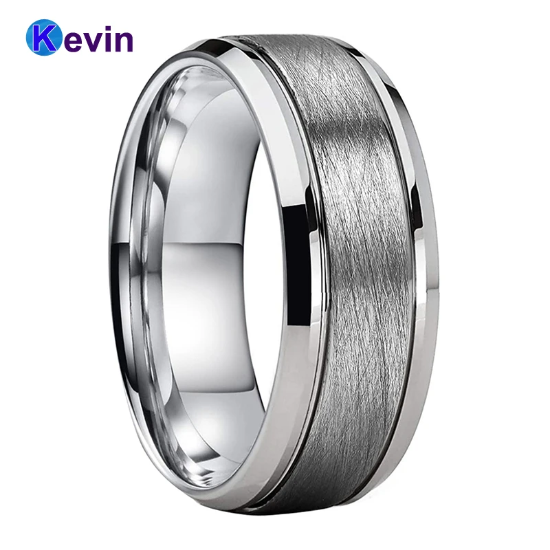 Black High Quality Mens Women’s Brush Band Ring New Polished Stainless steel 