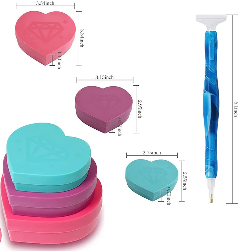 Diamond Painting Diamond Painting Accessories 5D Diamond Painting Tool Heart-Shaped Drill Diamond Tray Box Embroidery Accessories Large Capacity Tray Drill Plate