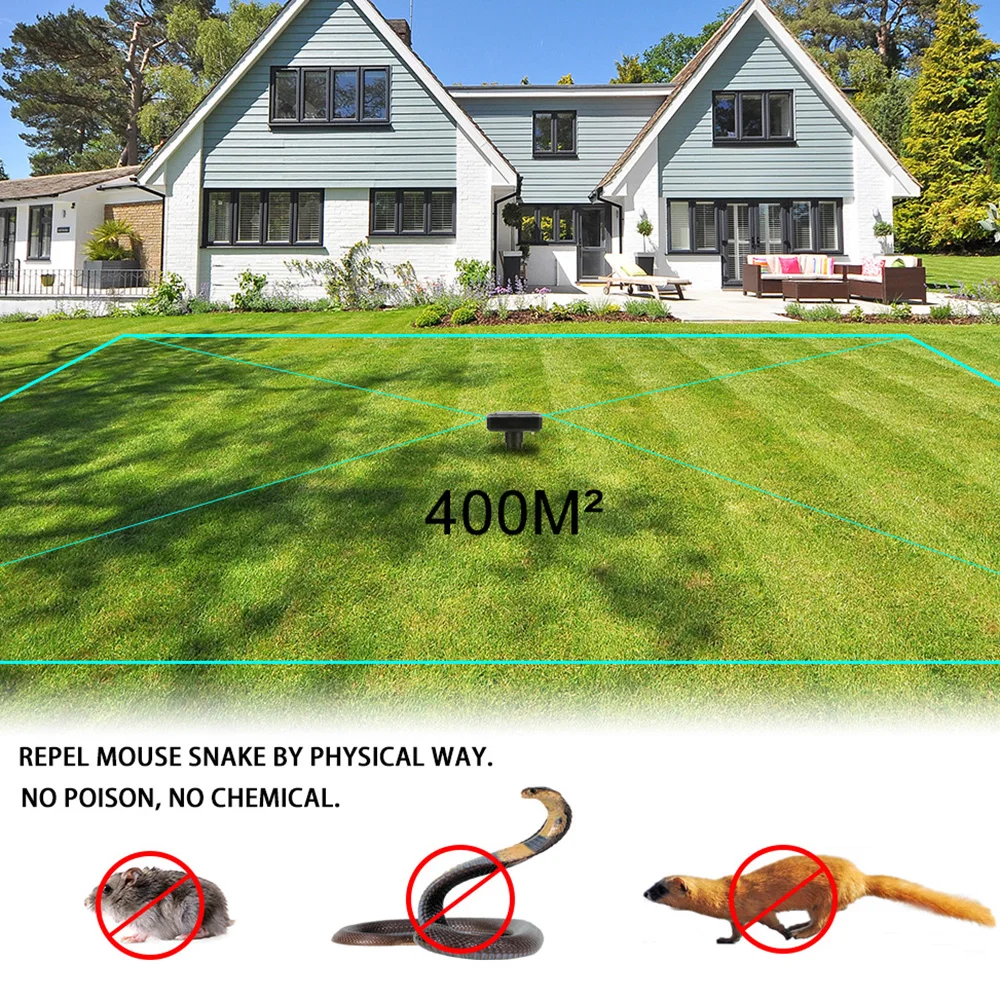 Solar Powered Sound Wave Sonic Repeller Outdoor Garden Yard Farm Mouse Gopher Rat Vole Mole Scarer Snake Rodent Pest Reject 2Pcs