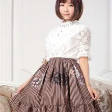 Принцесса Сладкая Лолита Юбки Принцесса печатных паровой панк шестеренка Лолита лист лотоса край половина длины юбка короткая юбка GZWY090