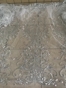 

bridal lace fabric with beads SYJ-988813 hot sale french net lace fabric for wedding dress