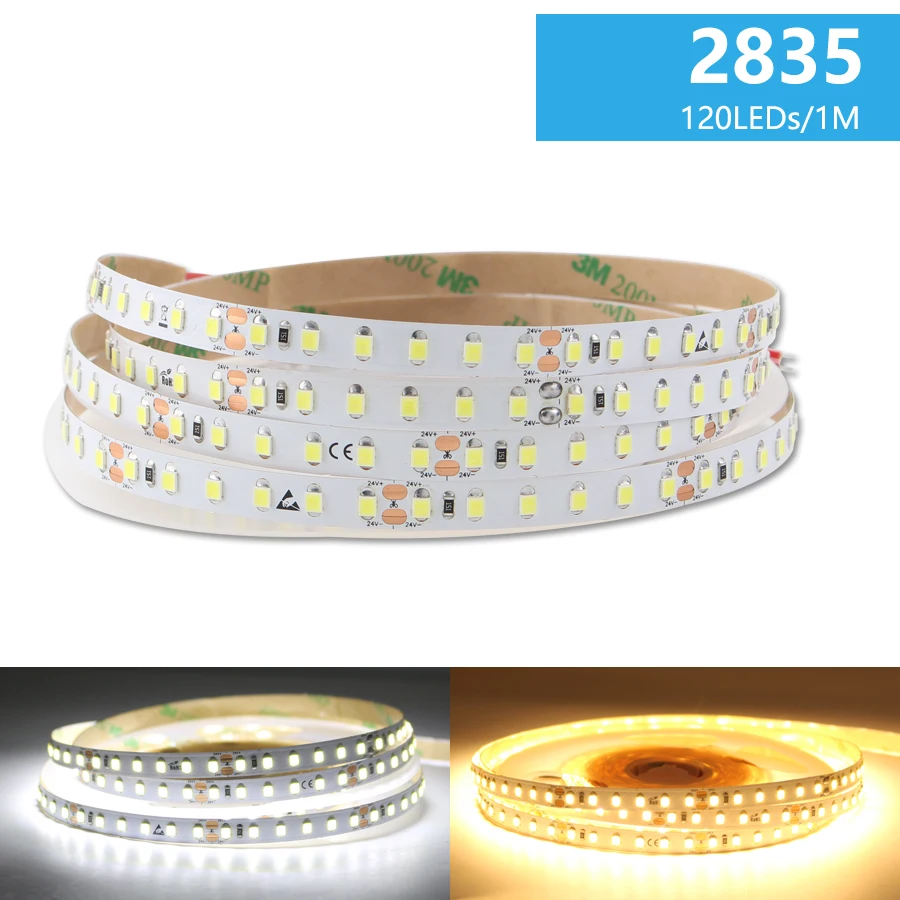 DC 24V 2835 120 светодиодный s 240 светодиодов, в корпусе из поликарбоната Светодиодная лента теплая белая светодиодная лента DC 24V 5M веревка домашний декор Гибкая подсветка для телевизора