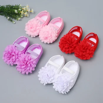 

New Children Toddler Kid Baby Girl Cute Chiffon Flower Shoes Newborn Baby Shoes Soft Cotton Anti-Slip First Walker Shoes