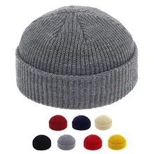 Мужские вязаные шапки без полей, шапка в стиле хип-хоп, кепка с черепом, уличная шапка для женщин и мужчин, акриловая унисекс, повседневная однотонная Кепка с тыквой, переносная Кепка с дыней