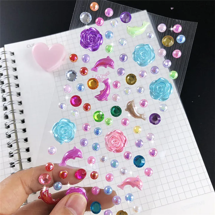 3  Colorful Rhinestones Sticker For Women Mobile Phone Nails Diy Jewelry Sticker Acrylic Crystal Gemstone Stereo Diamond Sticker