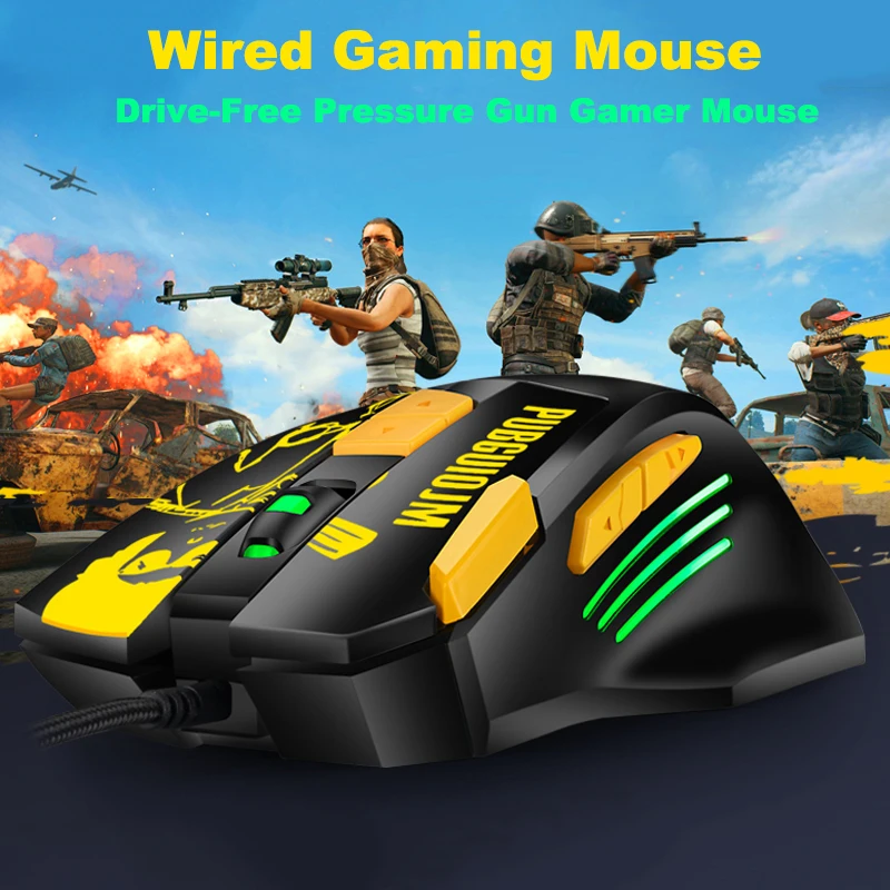 

4800DIP USB Optical Wired Gaming Mouse for Notebook Desktop PC Mouse Drive-free Pressure Gun Cable Mouse Gamer Ergonomics Mice