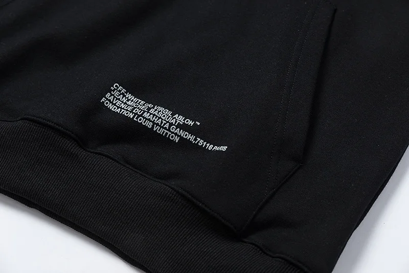 Off-white осень зима светоотражающий пуловер с капюшоном длинный рукав толстовка