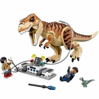2021 Jurassic World T Rex Transport Truck Dinosaur Tyrannosaurus Rex Model Building Blocks Toys Bricks