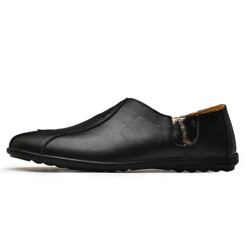 

Schoenen Zapatillas Leather Casual Slip On Black Driver Size 38-47 Sapatos Masculino