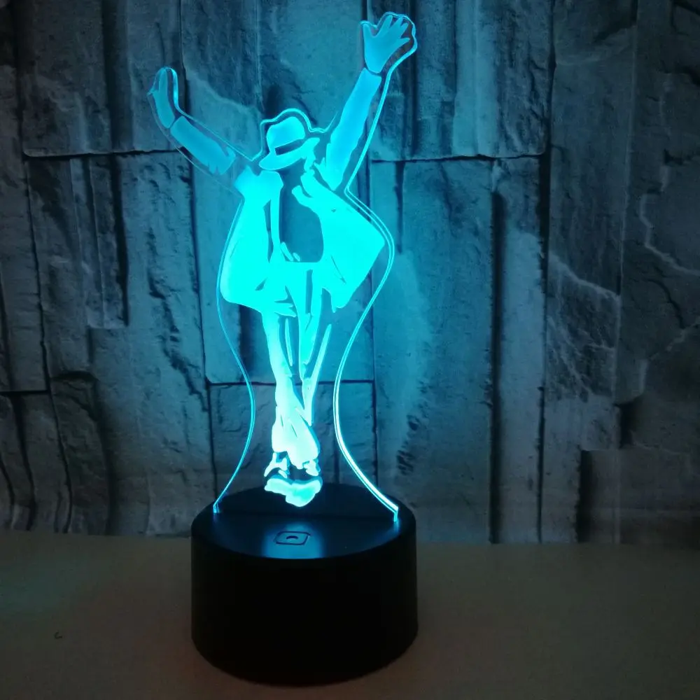 

Foreign Trade New Style Figure Customizable 3D Night Lamp Colorful Touch Control 3D Visual Lamp Dance King Colorful 3D Small Tab