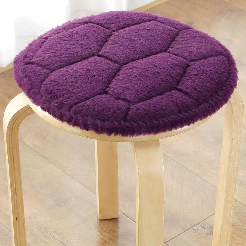 Пушистая Подушка для стула, круглая подушка для сиденья для дома, комфортный автомобильный коврик для сидения, мягкая подушка для офисного сиденья, подушка для пола, детская Нескользящая накладка на стул, подушка - Цвет: grid purple