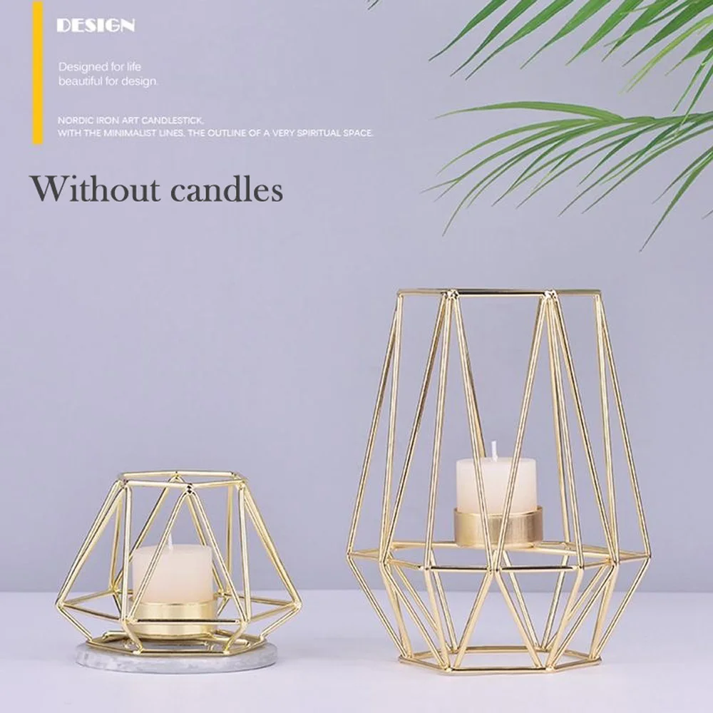 Nordic Style 3D Geometric Candlestick Metal Plant Holder for Home Decor 