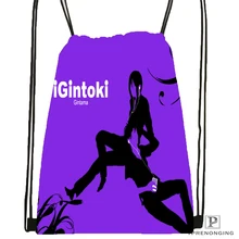Изготовленная на заказ гинтама Саката гинтоки походная сумка на шнурке милый рюкзак для детей(черная спинка) 31x40 см#180531-04-10