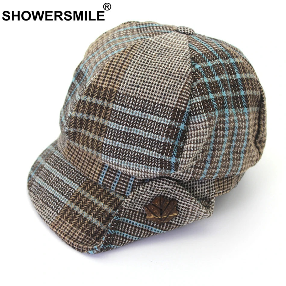 SHOWERSMILE с закруглёнными краями и пуговицей сверху кепки для женщин твид винтажные