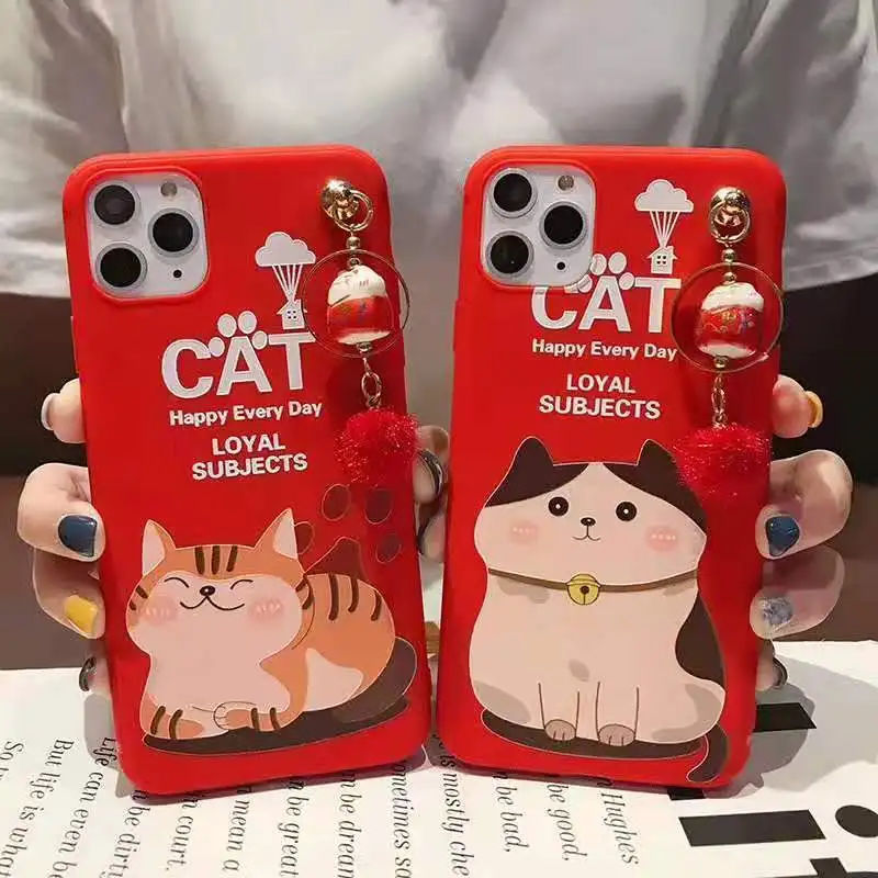 Чехол для iPhone 11 pro Max Lucky Cat, милая задняя крышка для iPhone 11 X XS Max XR 6 7 8plus Maneki Neko Shell+ подвеска