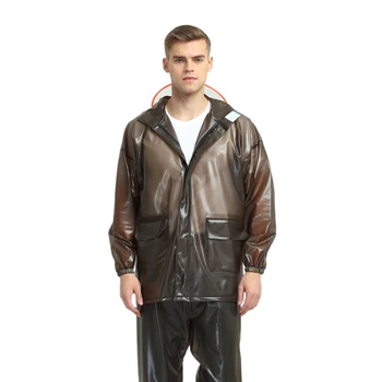 

Men Waterproof Cycling Running Raincoat Hooded 2 Piece Rain Suit Ripstop Rainwear Gray Xl