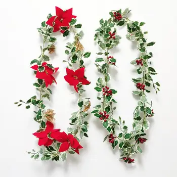 

DishyKooker Artificial Christmas Cane Rattan Ornament Hanging Pendant for Home Party Decor