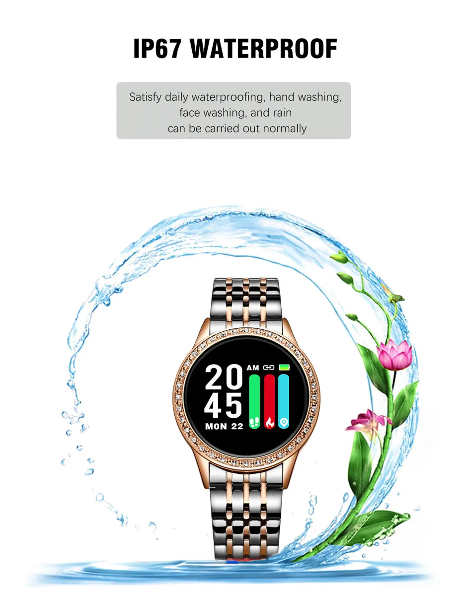 LIGE Смарт-часы для женщин фитнес-трекер Водонепроницаемый Шагомер пульсометр Монитор артериального давления для Android ios спортивные умные часы