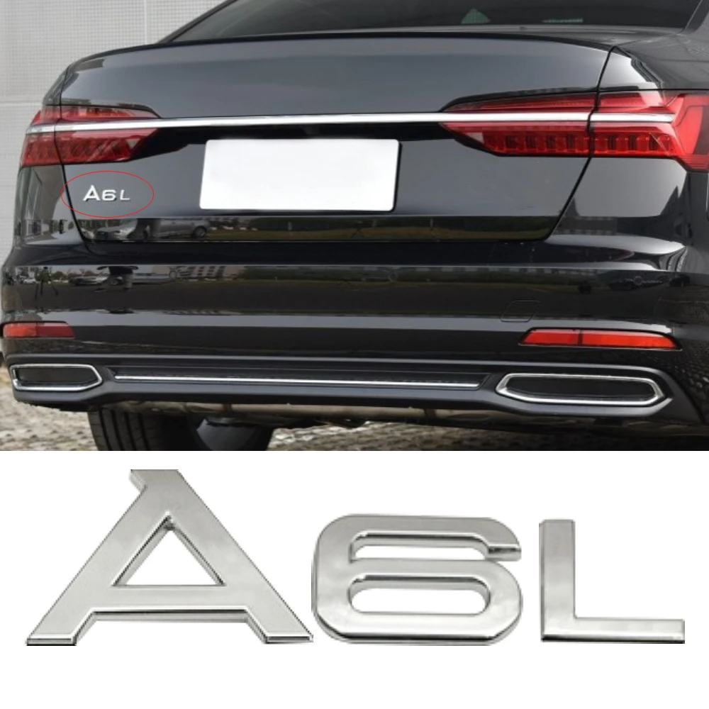

Chrome A6L Letters Sticker Car Rear Trunk Sticker For Audi A6 C6 A3 A4 B8 A8 A7 Q5 Q7 A6L Logo Sticker Auto Tuning Accessoies