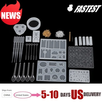 

229PCS Silicone Mold Handmade Crystal Glue Mould Mold Set Jewelry Making Tool UV Epoxy Resin Casting Mold DIY Craft Pendant