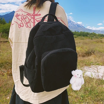 

HOCODO Backpack Women 2020 Solid Color Corduroy Backpack Female School Backpack For Teenage Girls School Bag Travel Shoulder Bag