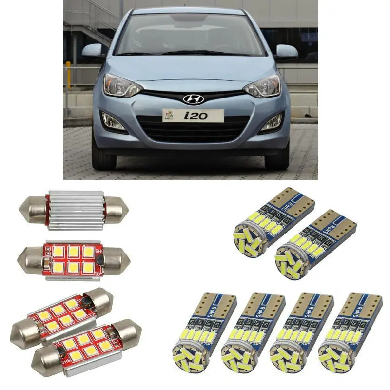 

Interior led Car lights For Hyundai i20 pb pbt 2008-2015 bulbs for cars License Plate Light 6pc