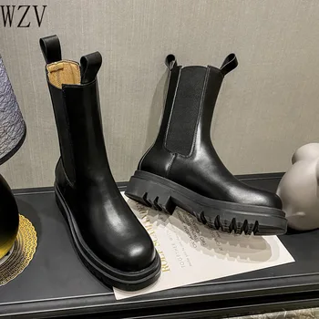 

Lasdies Fashion Women Boots Chunky Heel Ankle Boots Woman Shoes Autumn Brand Designer Chelsea Boots Female Platform Boots H828