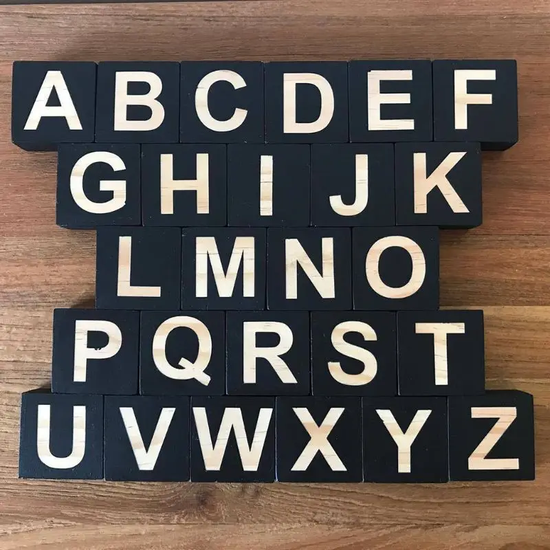  1 Set Black Cube 26 English Alphabet Square Block Kids Baby Photography Props Home Wedding Party De