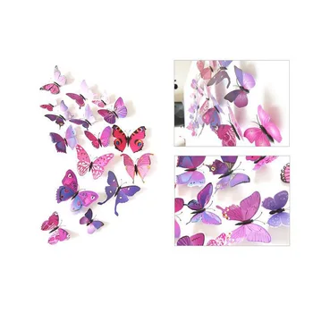 

12PCS/Lot Pin and Magnet Artificial Violet Butterfl Party Favors Cute Butterflies Wall Stickers Party Gifts for Guests Gift