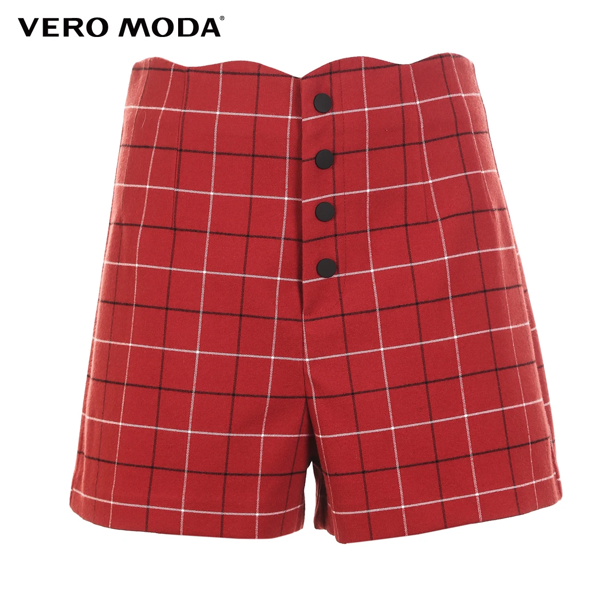 Vero Moda Женские клетчатые шорты с высокой посадкой на пуговицах | 319115516