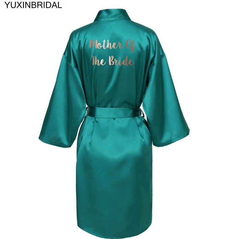 YUXINBRIDAL зеленый атласный шелковый халат невесты Свадебный халат невесты Халаты невесты халаты - Цвет: green mother bride