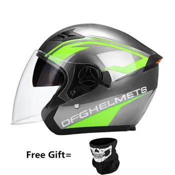 

DFG Motorcycle Helmet Half Face ABS Motorbike Helmet Electric Safety Double Lens Helmet Moto Casque for Women/Men Casco Moto #