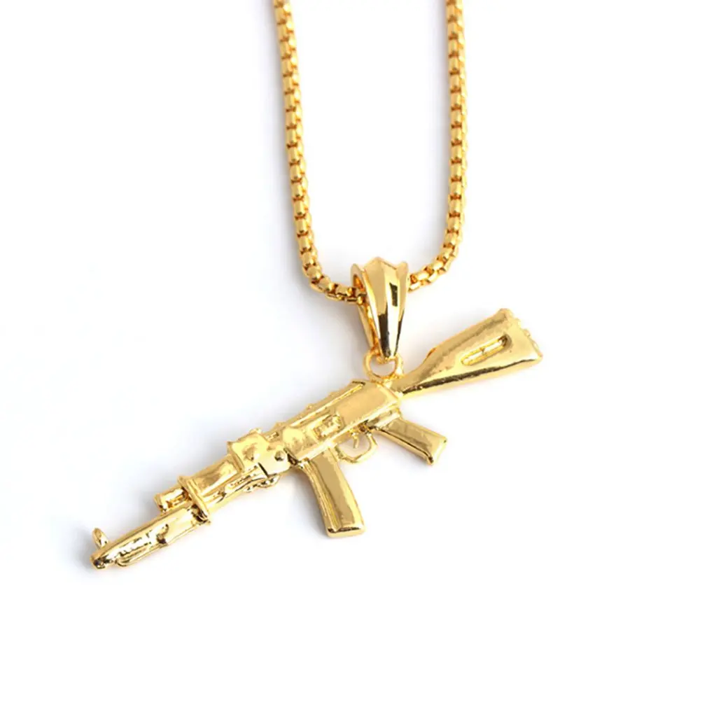 Унисекс Мужчины wo мужчины золотое/серебряное покрытие ретро ожерелье модное ожерелье s хип-хоп ожерелье-подвеска в виде пистолета - Окраска металла: golden
