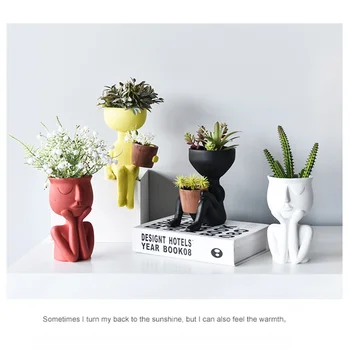 

Creative Art Portrait Sculpture Vase Flower Pot Garden Storage Abstract Character Succulents Plant Pot Micro Landscape Decor