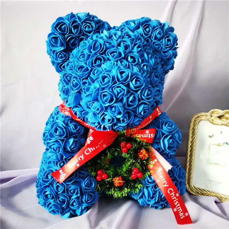 Merry Christmas 40 см Роза Teddi медведь для женщин и девушек Подарок подруге орнаменты из искусственных цветов вечерние розы украшения