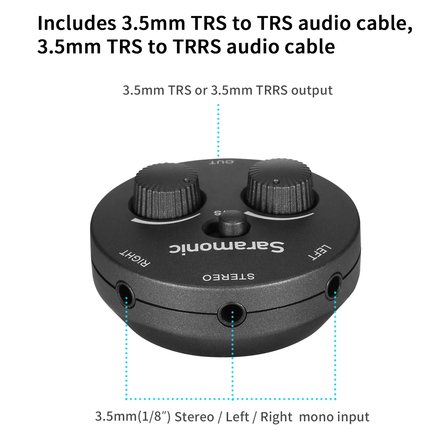 Adaptador de Áudio Canais sem Bateria para Dslr Câmera de Vídeo sem Espelho Gravadores de Smartphones Adaptador com Microfone de 2 Saramonic Ax1 - Image 5