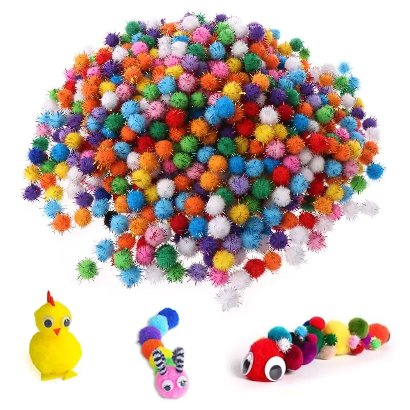 

1000Pcs 10mm Mini Fluffy Soft Pom Poms Pompoms Glitter Ball Handmade Kids Toys DIY Sewing Craft Supplies Mixed Color 090B