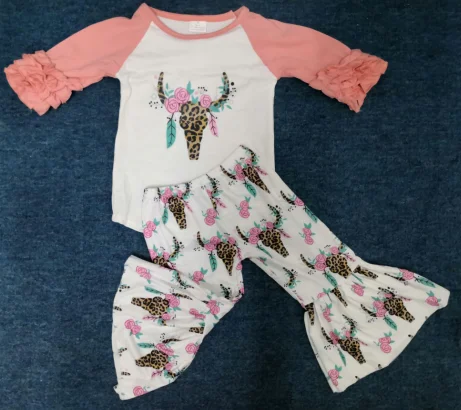 Винтажные колокольчики, нижняя одежда для девочек, топ с рисунком, модный наряд для девочек - Цвет: bull set