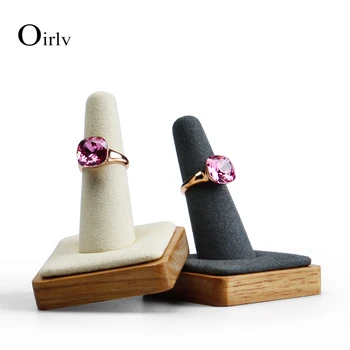 

Oirlv Solid Wooden Ring Display Stand with microfiber Finger Shape Single Ring Holder Jewelry Exhibition