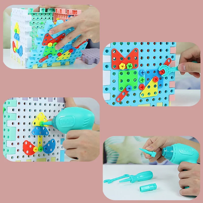 Electric Drill Nut Disassembly Match Tool Toys Children Educational Assembled Blocks Sets Tools For Boys Design Building Toys 5
