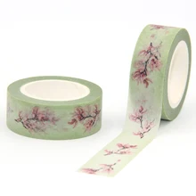 Nueva llegada 1PC 15MM * 10M Vintage rosa cinta Washi de flores de adhesivo Scrapbooking cinta álbum bricolaje cinta decorativa de papel