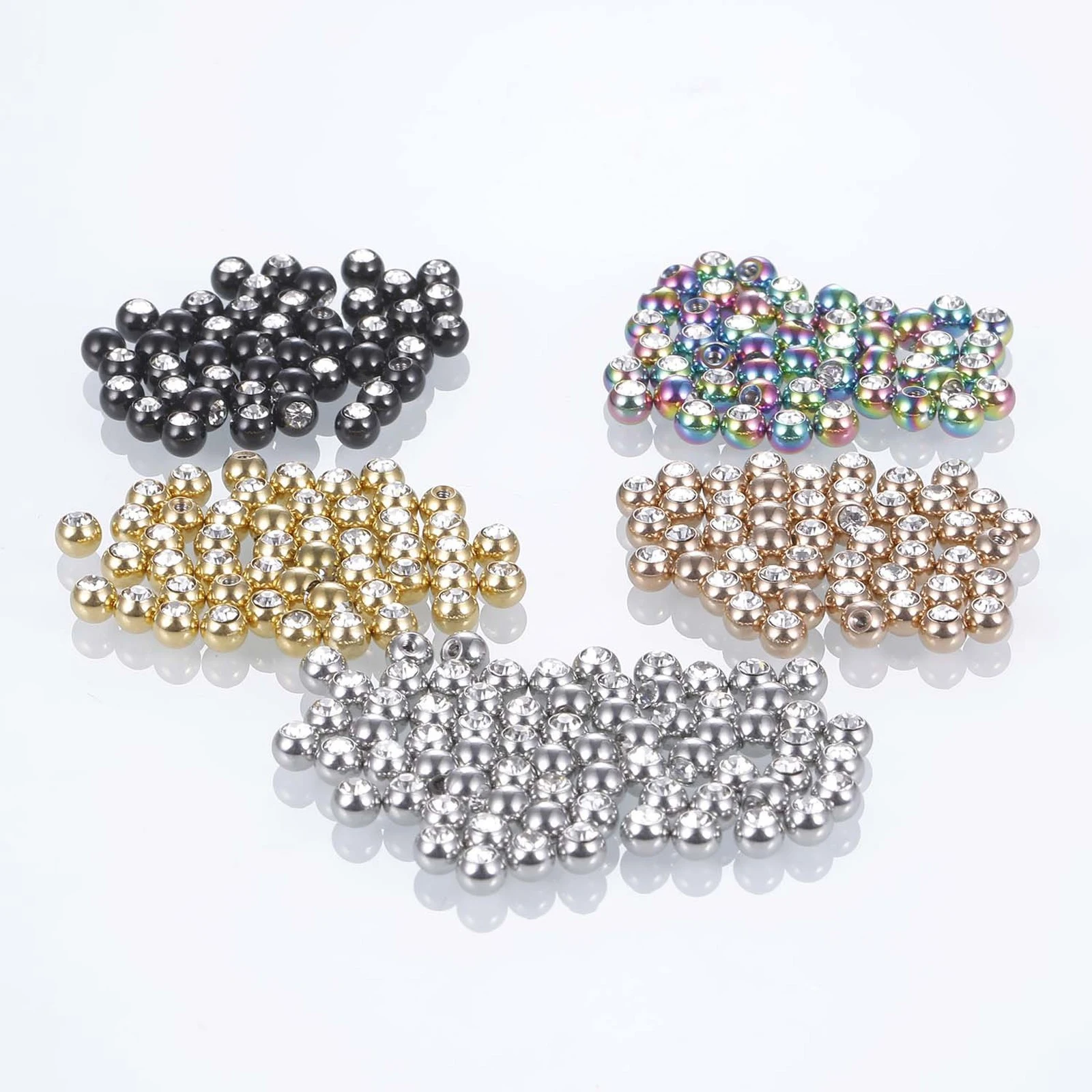G23 Replacement Spare BALLS with Cubic Zirconia Labret Barbell Bar Piercing Attachments 16g(1.2mm) DIY Body Jewelry 10pcs piercing jewelry,body piercing jewelry,body jewelry