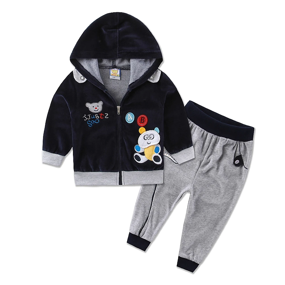 Пальто с длинными рукавами+ длинные штаны, Детские велюровые комплекты из 2 предметов для детей от 1 до 3 лет, детская одежда