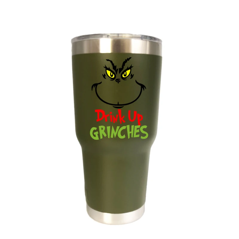 30 oz green Рождественский термос из нержавеющей стали 30 унций, кружка для путешествий и автомобиля, термосы с двойными стенками, Изолированная бутылка для воды, пивная кофейная чашка - Цвет: 30 oz green