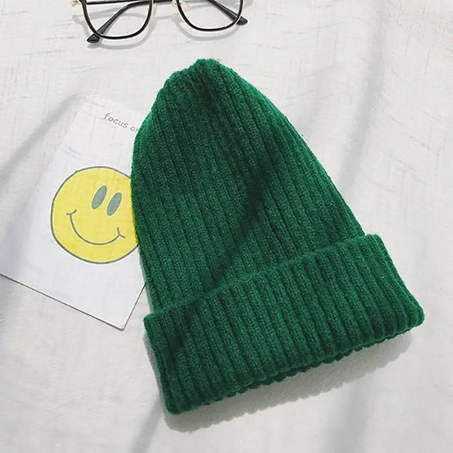 P Dark Green 1PC Женская Вязаная Шапка-бини, шарф, кабельная шапка, 2 шт., снуд для шеи, зимние лыжные комплекты, помпон, Skullies, теплая шапка Gravity falks, шапка Gorros, женская, унисекс - Цвет: P Dark Green 1PC