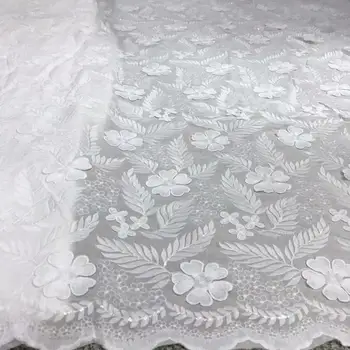 

New High Quality 3 D African Beaded Lace Fabric Net 2020 French Lace Fabric Tulle Nigerian Lace Fabrics For Wedding Dress