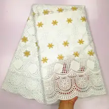 Горячая нигерийская кружевная ткань модная африканская хлопок швейцарская вуаль кружева в швейцарской Высокое качество кружевная ткань из Дубая 5 ярдов