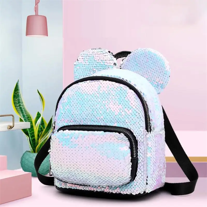 New Baby Girls Kids Backpack Mouse Ears Bags Kids Fashion Mini School Bag Women Travel Sequins Backpack Mini Bag Dropshipping