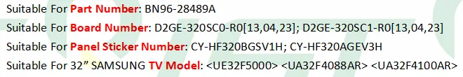 Новые 5 шт/комплект светодиодный полоски для SAMSUNG 32 ТВ UE32F5000 UA32F4088 UA32F4100 CY-HF320BGSV1H BN96 28489A D2GE 320SC1 R0 320SC0